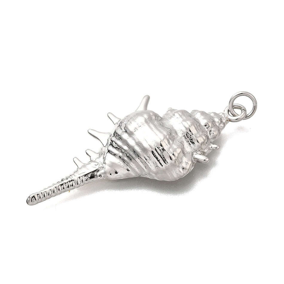 18k Plated Conch Shell Pendant 40mm, 1pc