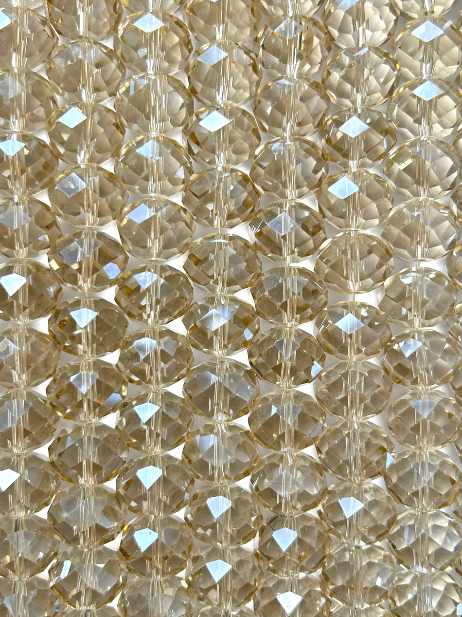 Faceted Rondelle Crystal Bead Strand, 18mm