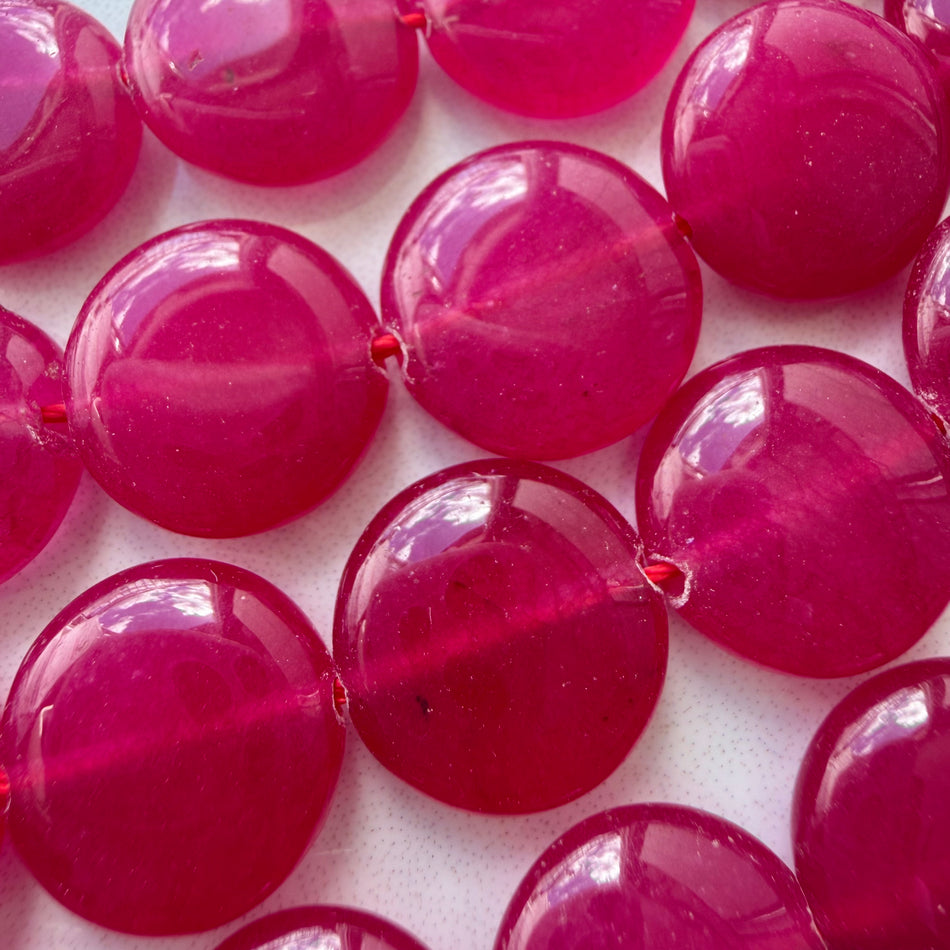 Round Jade Coin Bead 12mm Strand