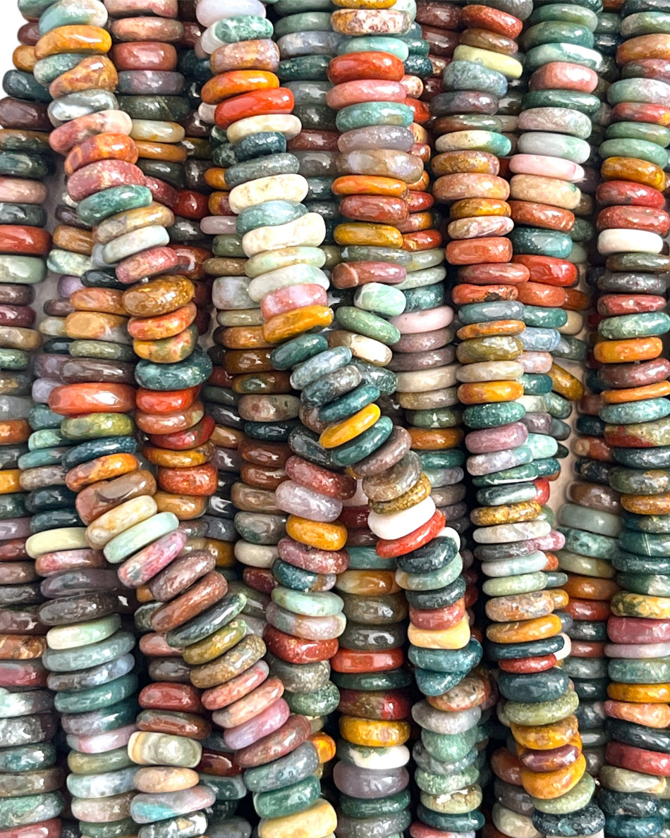 Multicolor Rondelle Agate Strand, 12-14mm