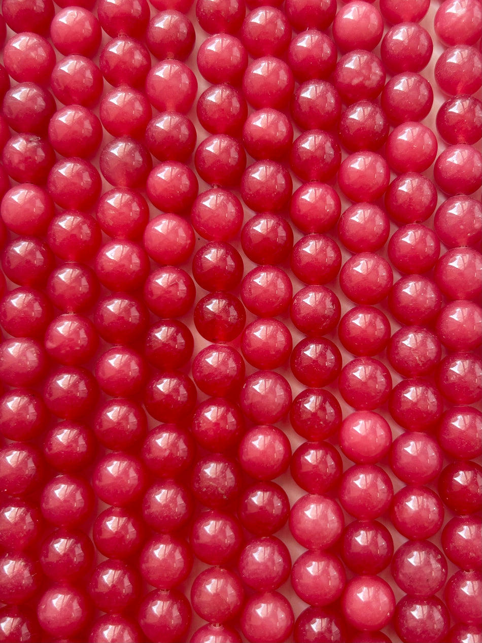 Dusty Rose Round Bead Jade Strand, 10mm