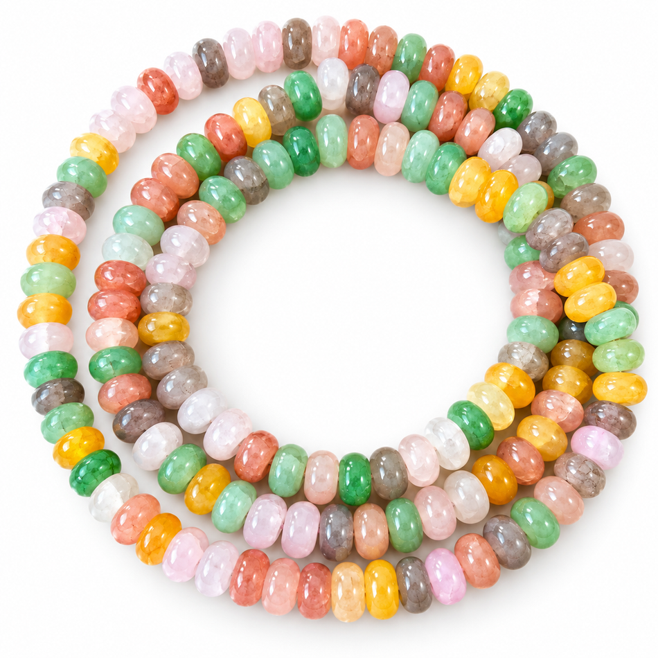 Glass Beads Strands, Rondelle, Bead Size 8.5mm, 31 inches Long Strand.