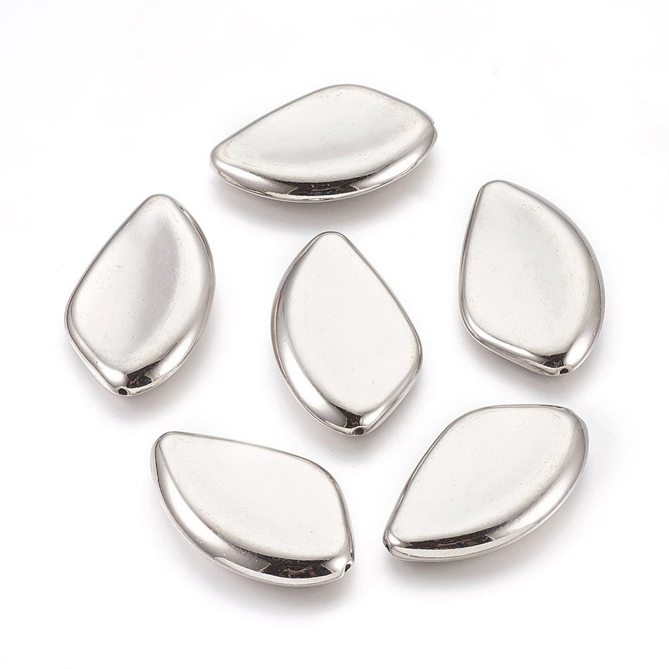 Silver Leaf Acrylic Bead 37mm, 10pcs