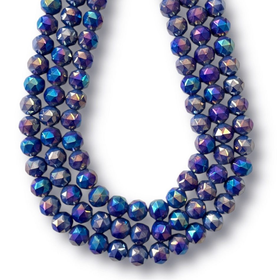 Faceted Round Crystal Bead Strand, 10mm