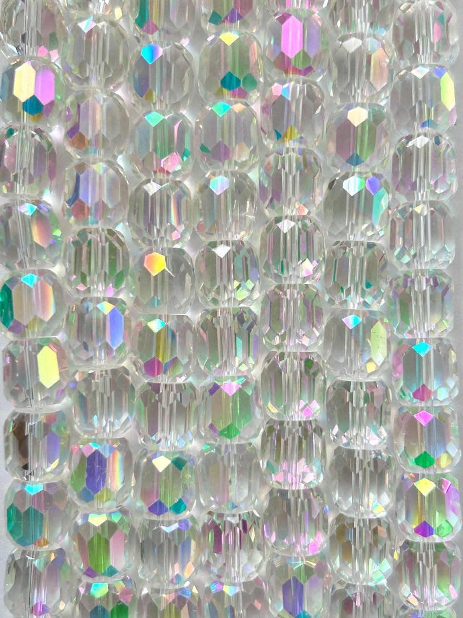 AB Rectangular Electroplated Crystal Strand, 12mm