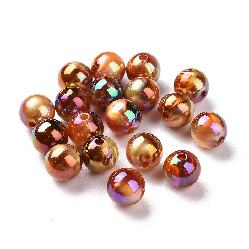 Gold Foil Round Acrylic Bead 10mm, 10pcs