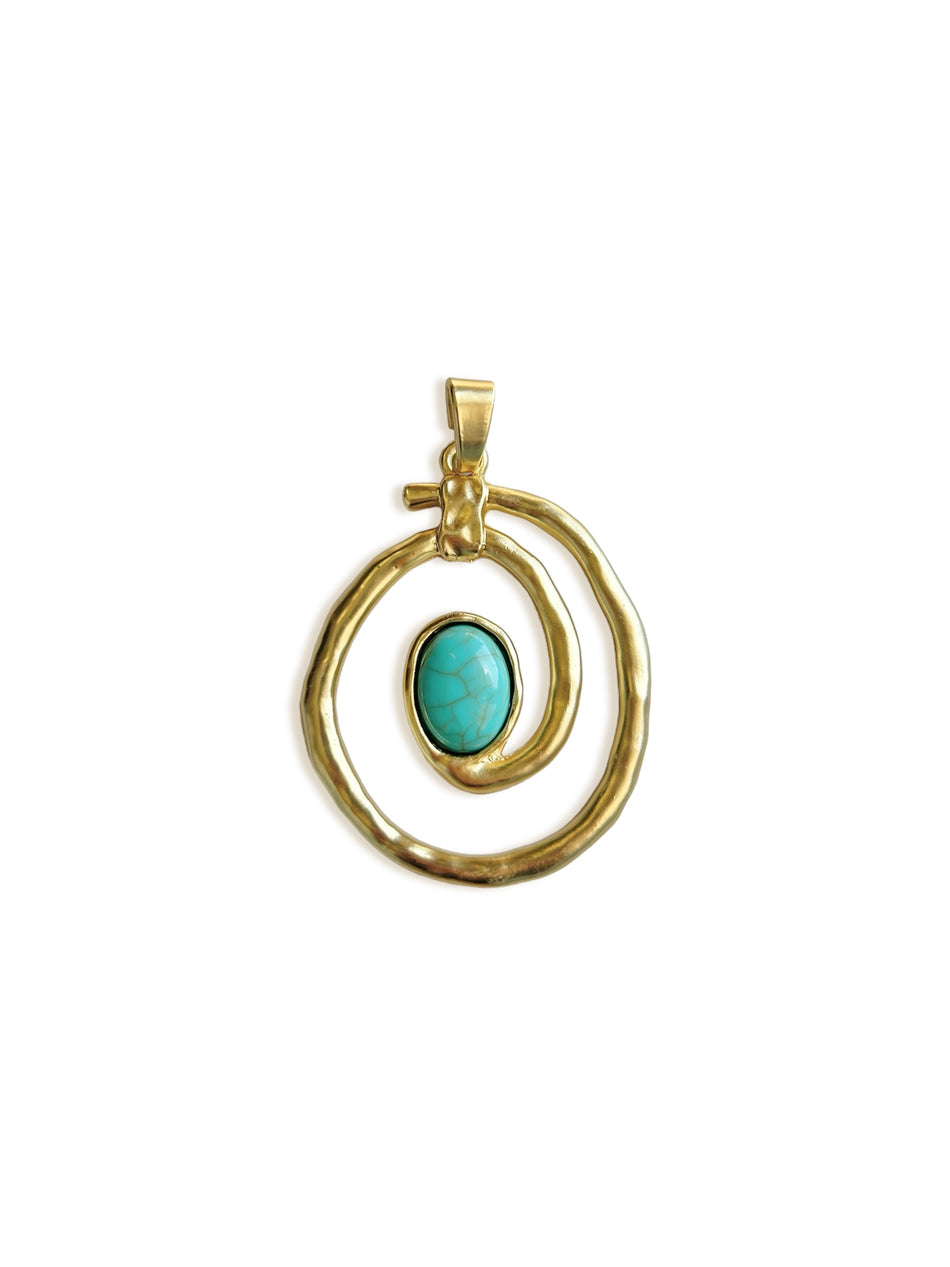 Turquoise Gold Filled Matte Spiral Pendant, 1pc