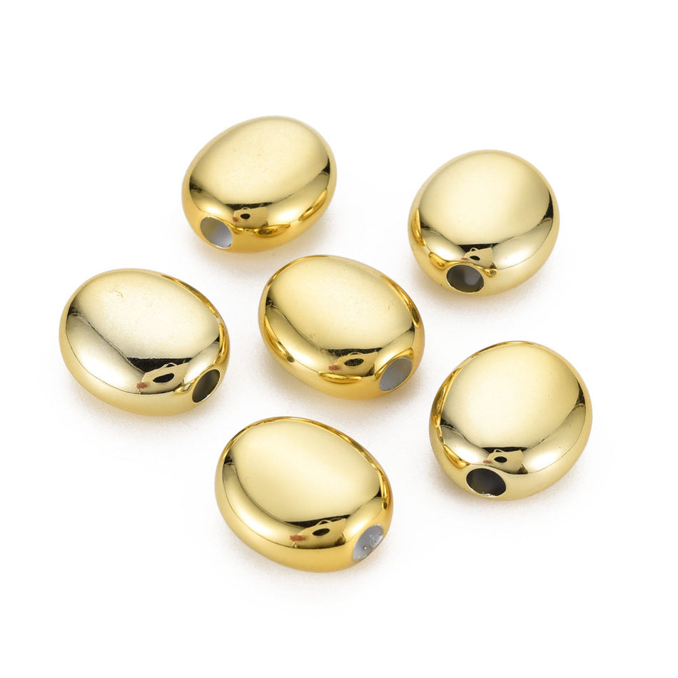 Gold-Plated Acrylic Oval Beads 18mm, 10pcs