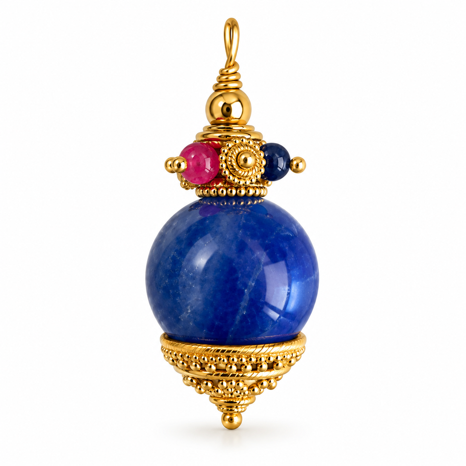 Kit Pendant Round Blue Agate