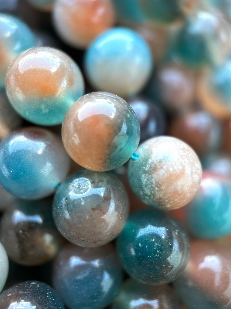 Multicolor Round Jade Bead Strand, 10mm