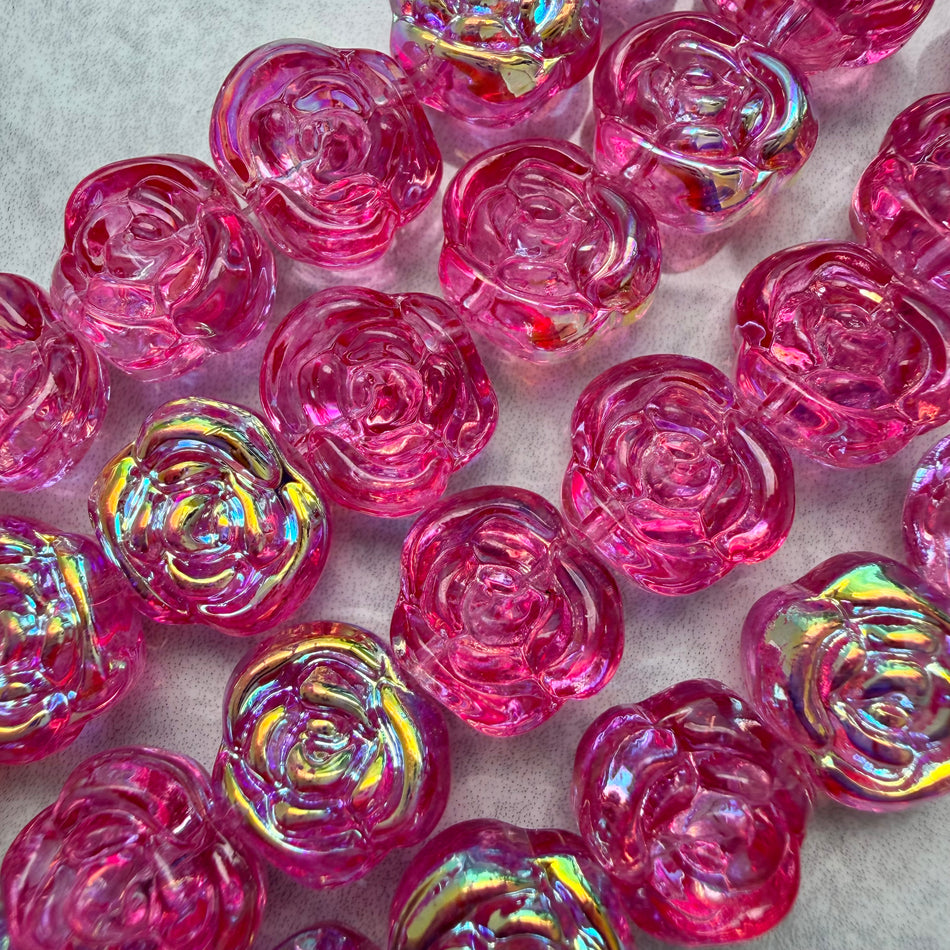 Flower Shape Glass Bead 14mm Strand