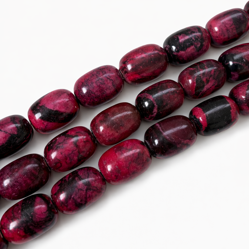 Oval Barrel Red Wine Gemstone Bead 16mm Strand