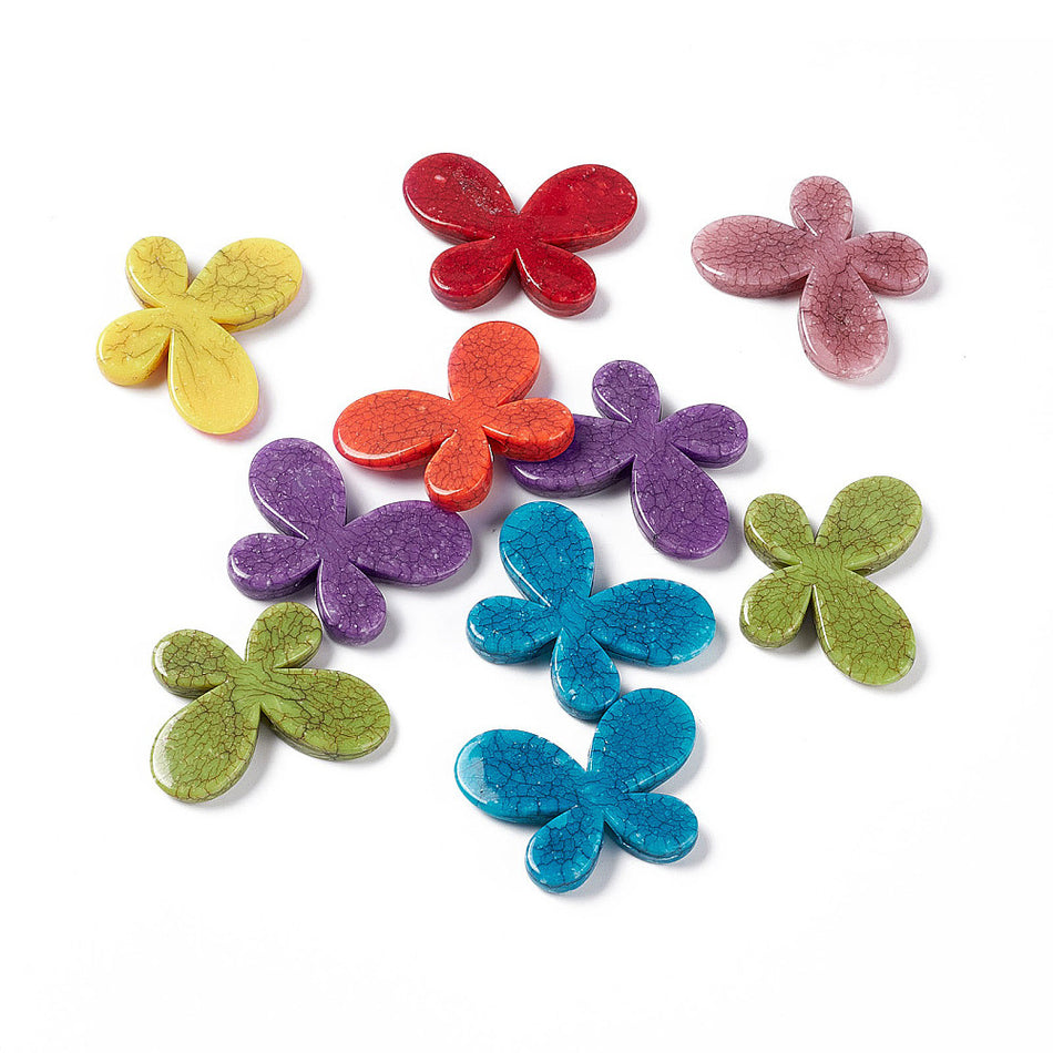 Mixed Color Butterfly Acrylic Bead, 4pcs