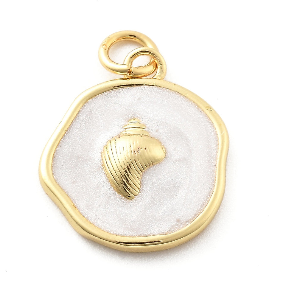 18k Gold-Plated Conch Shell Pendant 18mm, 2pc