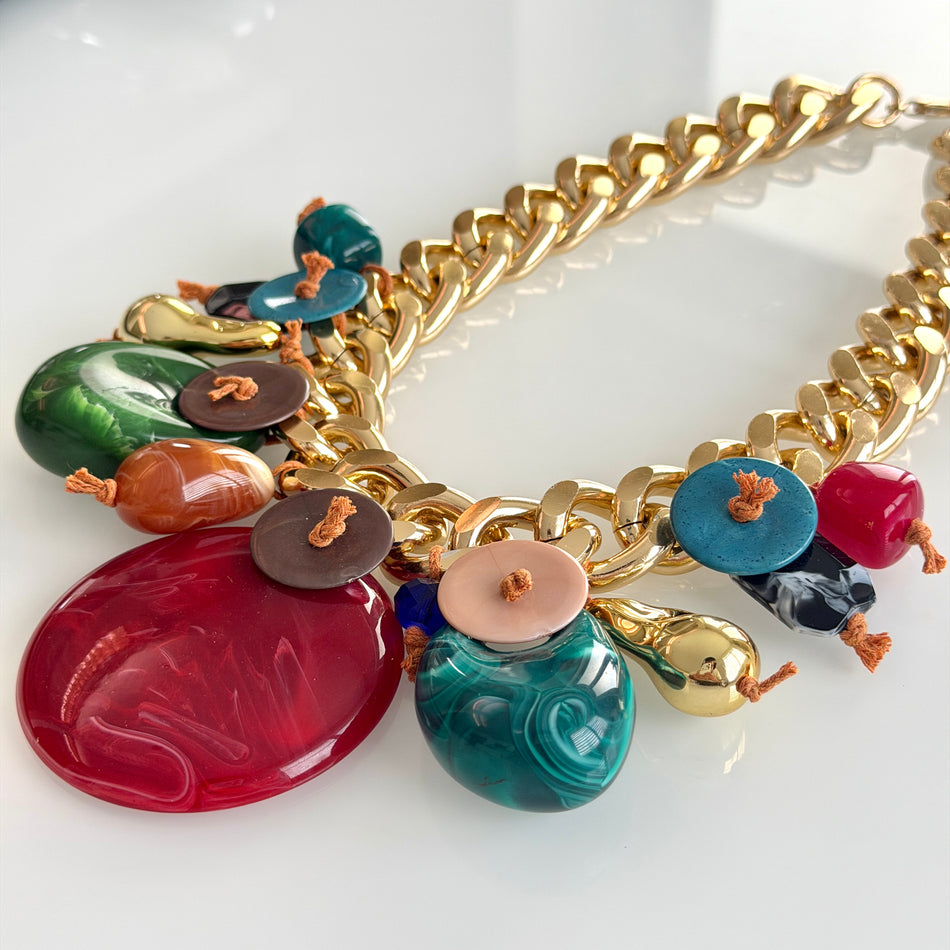 Bold Statement Necklace featuring Gold Plated Chain, 20inch