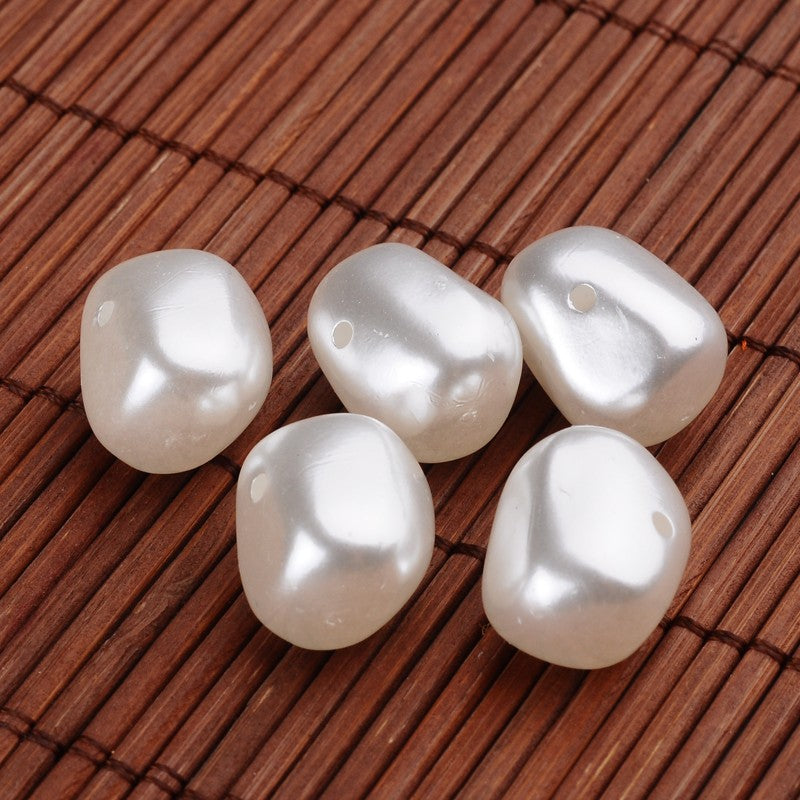White Oval Pearlized Acrylic Beads 18x14mm, 10pcs