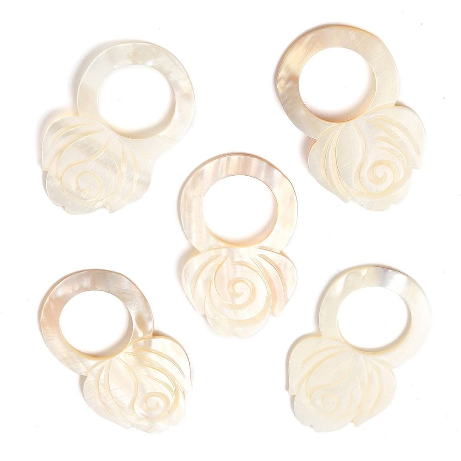 Natural Freshwater Shell Rose Pendant 66mm, 1pc