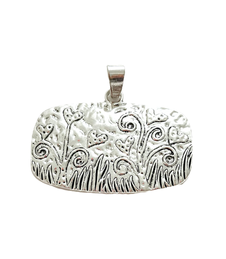 Tibetan Silver Flowers & Hearts pendant