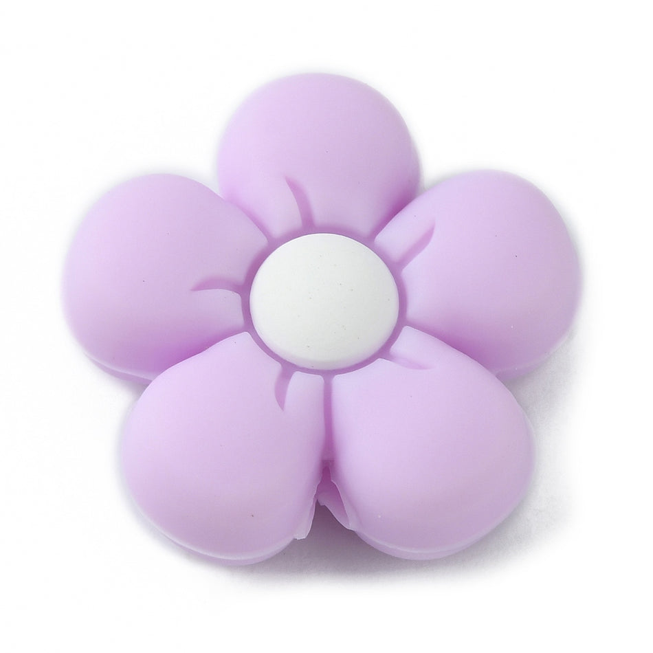 Mixed Color Silicone Flower Bead 27mm,8pcs