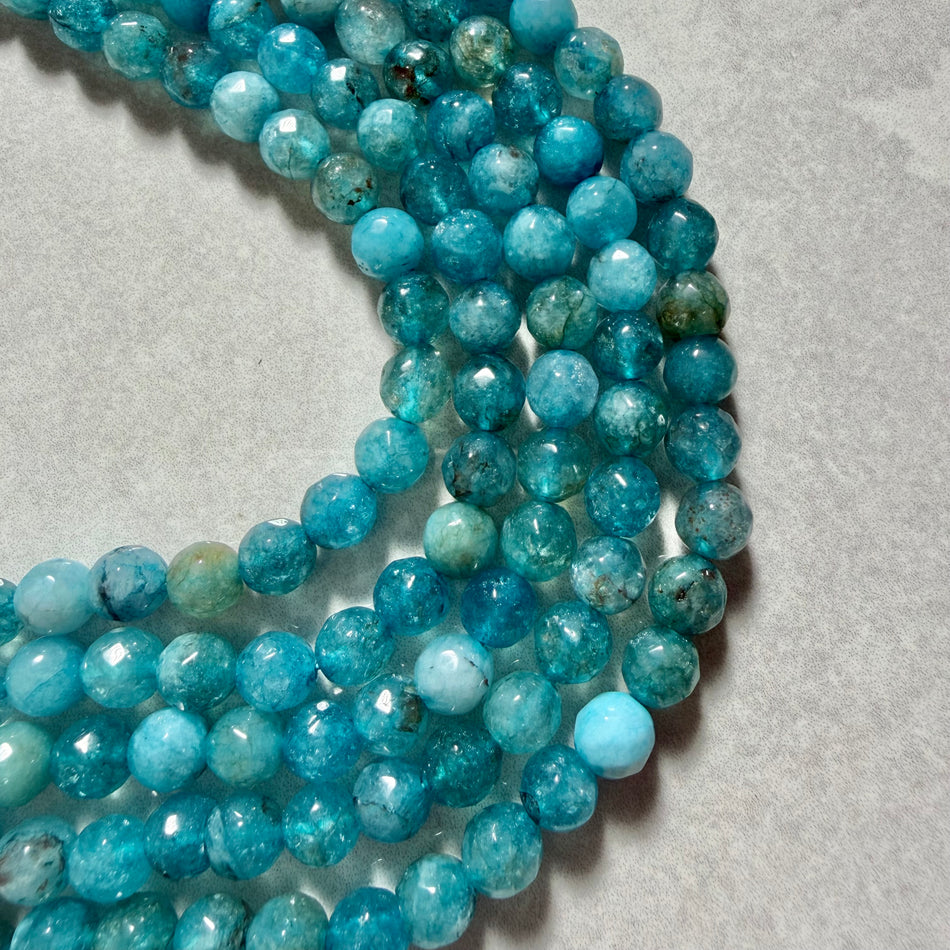 Turquoise Agate Round Faceted Bead 8mm Strand