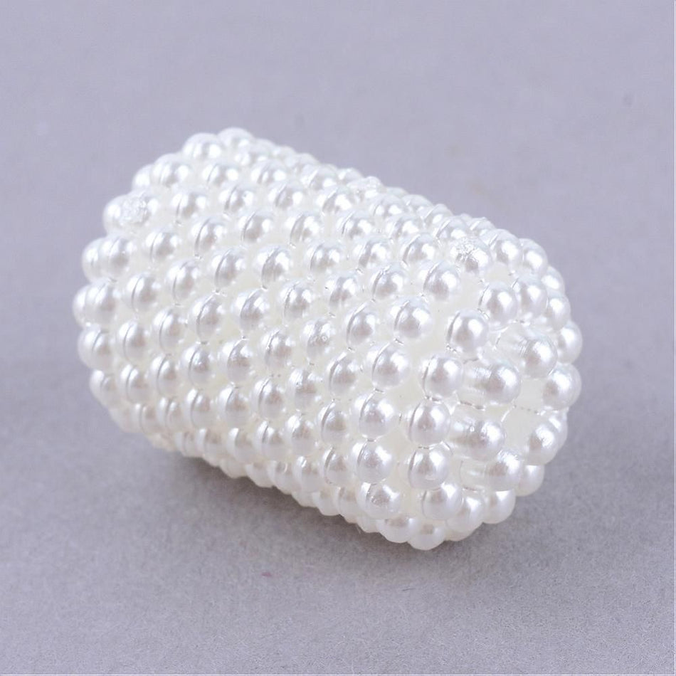 Pearly White Barrel Acrylic Beads 21mm, 10pcs