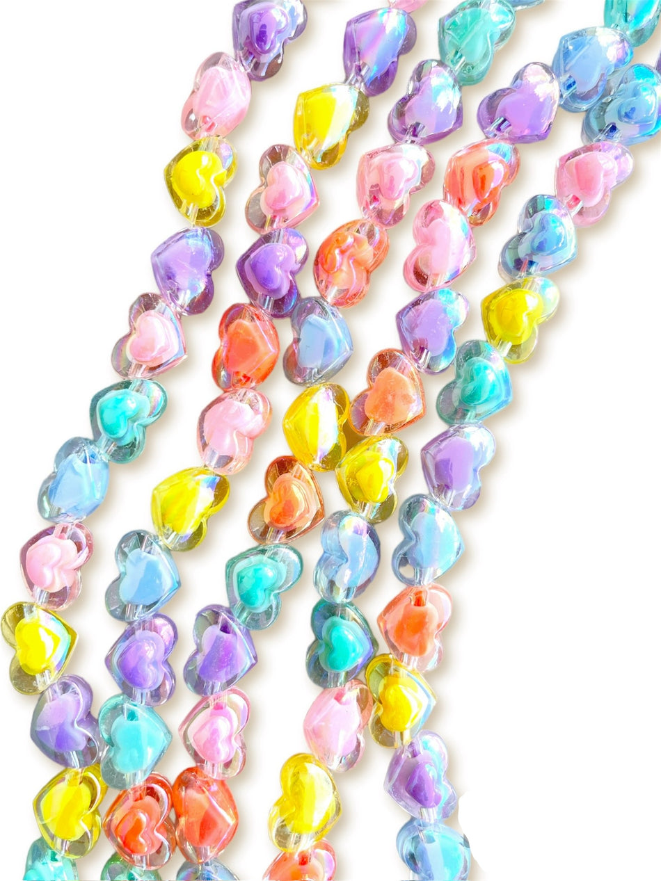 Funky Multicolor Acrylic Bead in a Bead Strand, 14-20mm