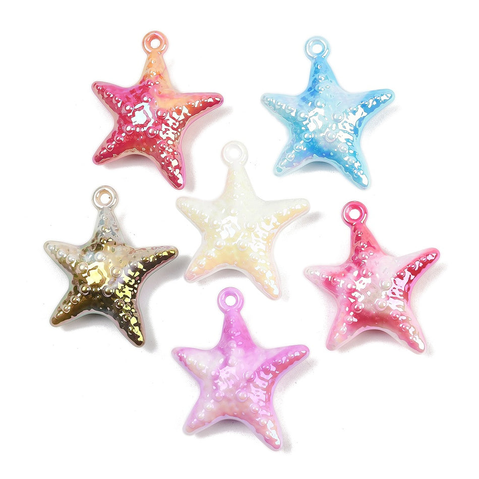 Acrylic Starfish Pendant 50mm, 4pcs