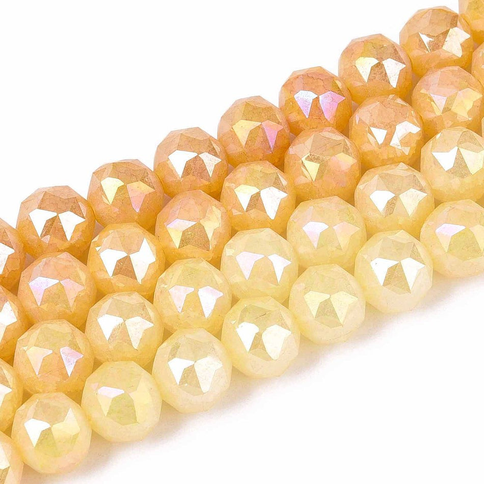 Round Faceted Electroplate Crystal Bead 10mm Strand