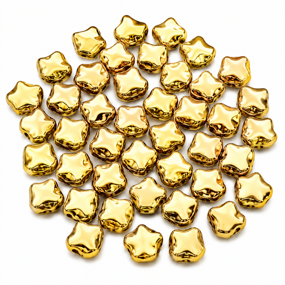 Acrylic Beads, Nuggets, Silver Size 14x14mm long, Package Of 20pcs