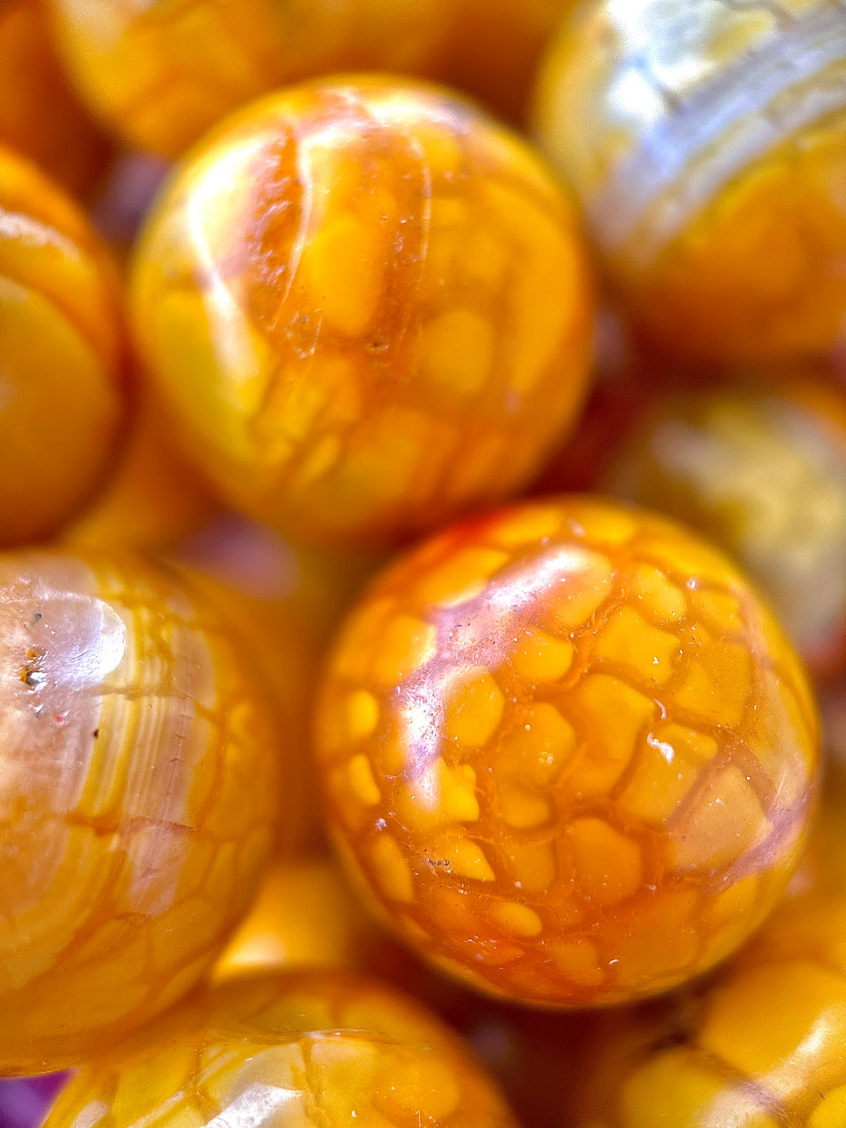 Yellow Round Agate Strand, 20mm