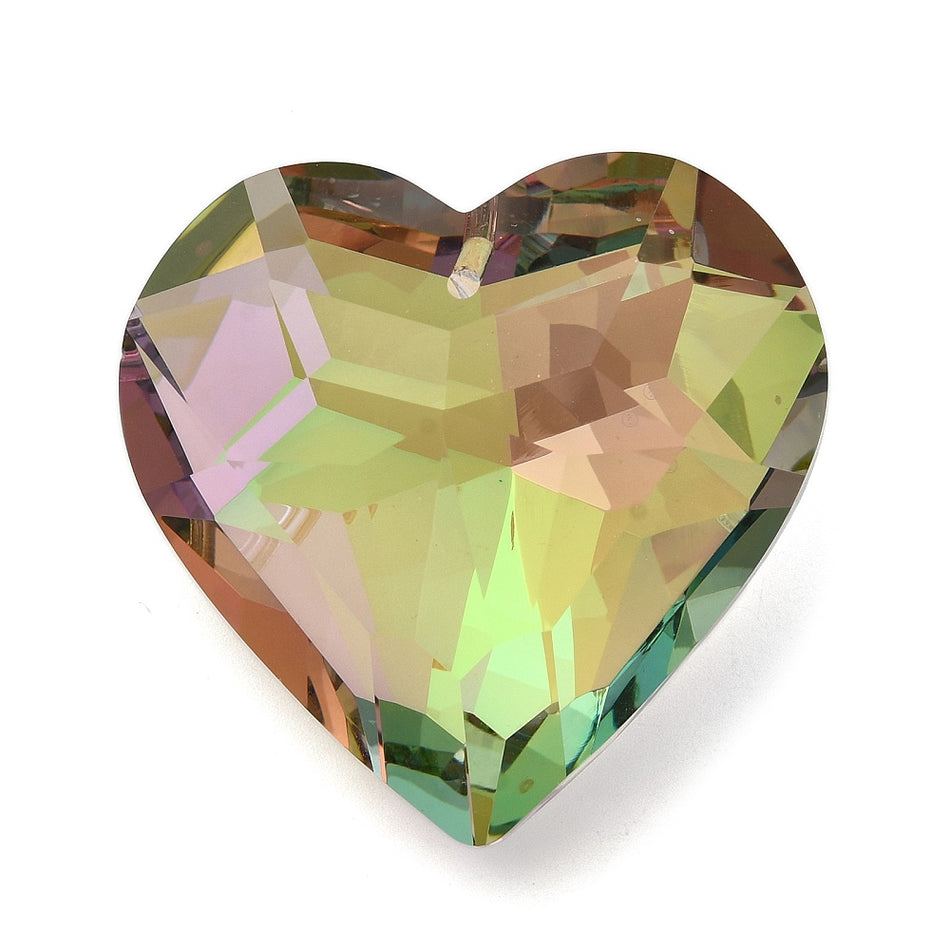 Faceted Heart Crystal Pendant 43mm, 1pc
