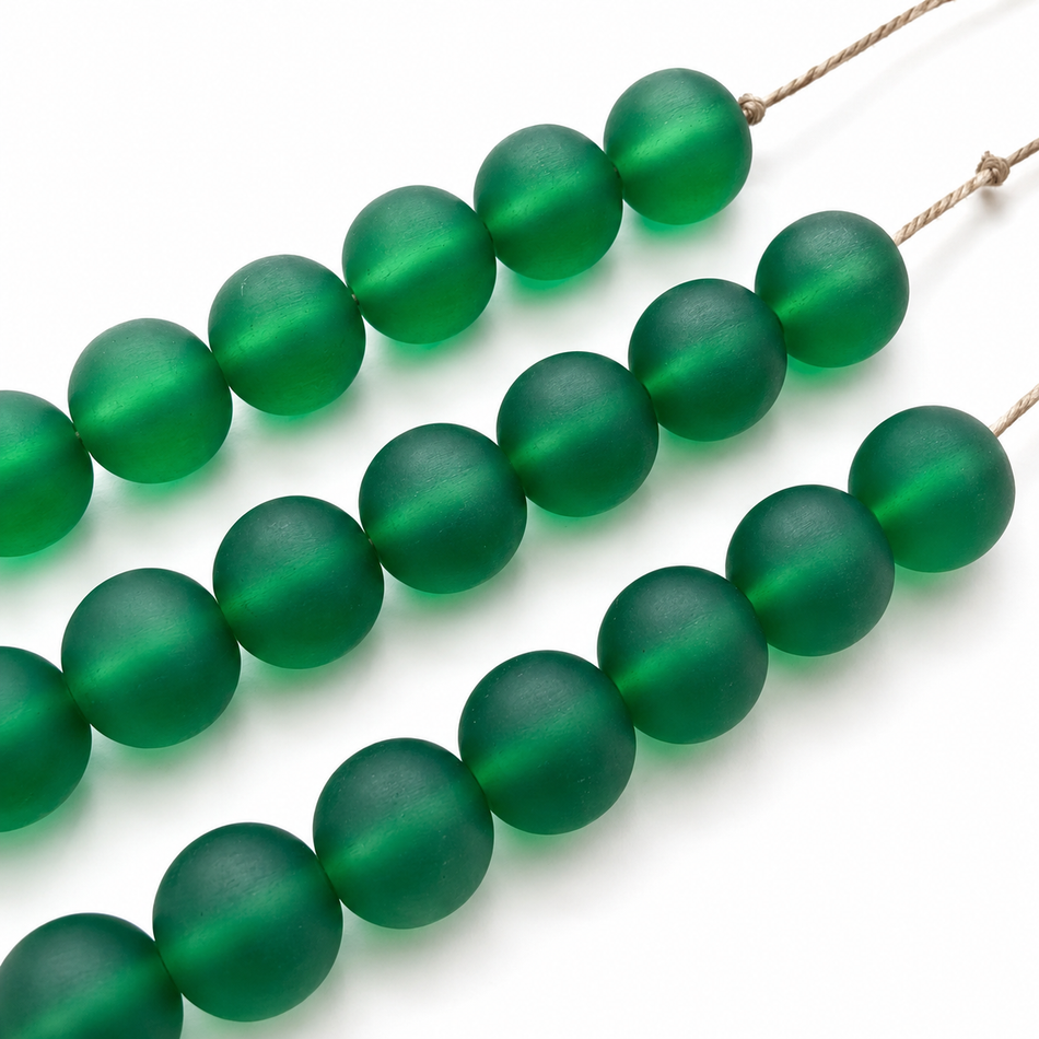 Round Transparent Matte Resin 16mm Bead Strand