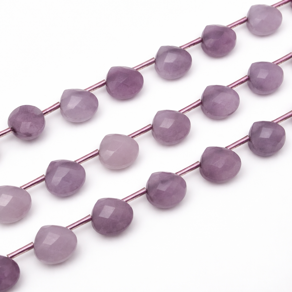 Faceted Purple Jade Drop Bead 10mm Strand