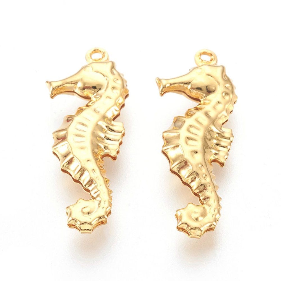 Stainless Steel Seahorse Pendant 26mm, 2pcs