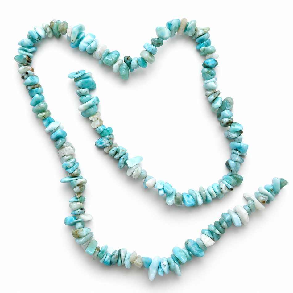 Natural Larimar Gemstone Chip Beads, 15.5 “ Strand, Bead Size 4-7mm