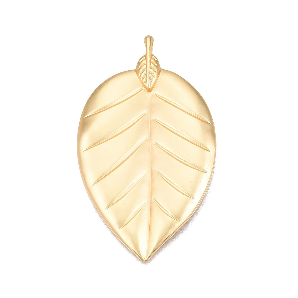 Matte Gold Leaf Pendant, 3 Inches