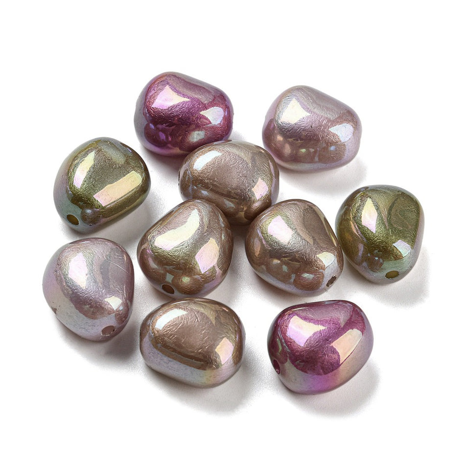 Mixed Color Oval Pearl Acrylic Beads 16mm, 4pcs