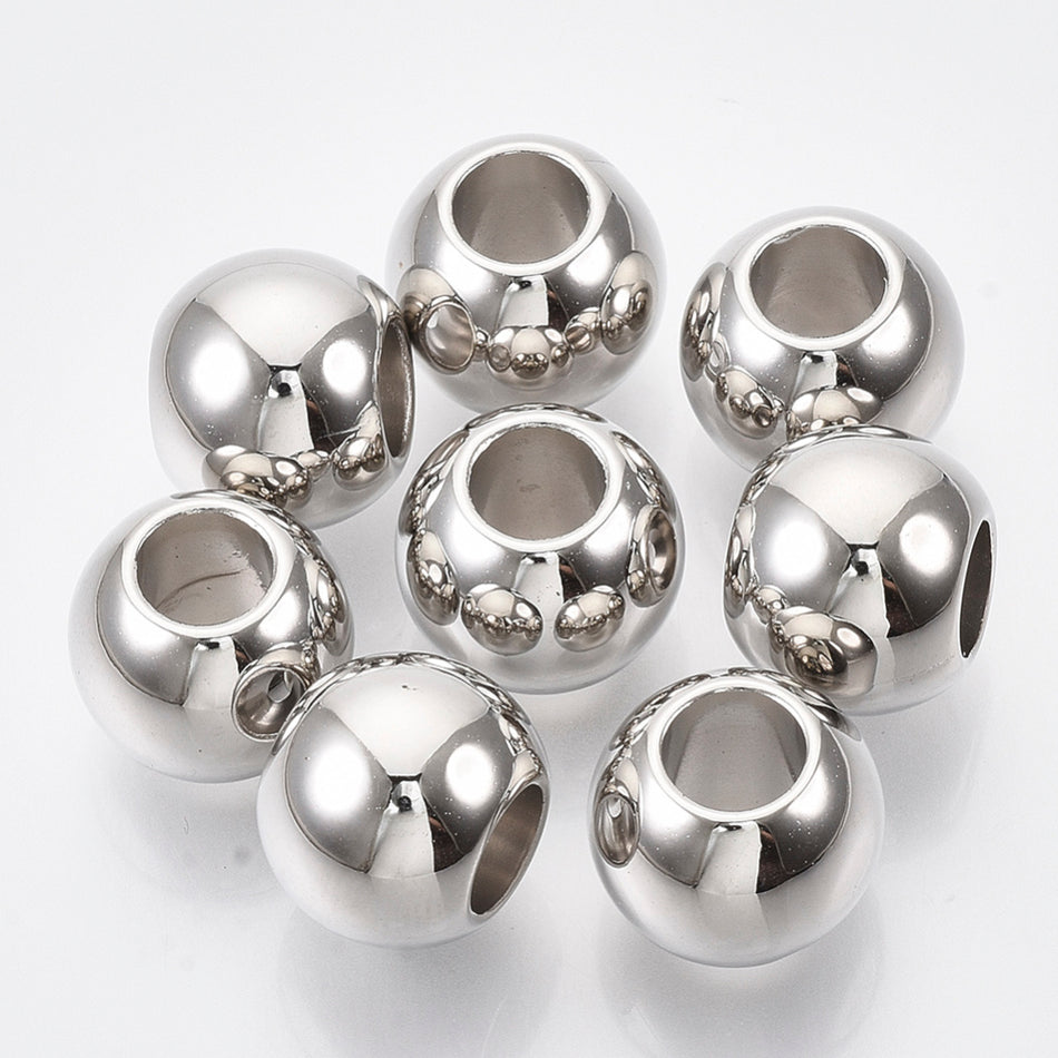 Rondelle Silver Acrylic Beads 14mm, 25pcs