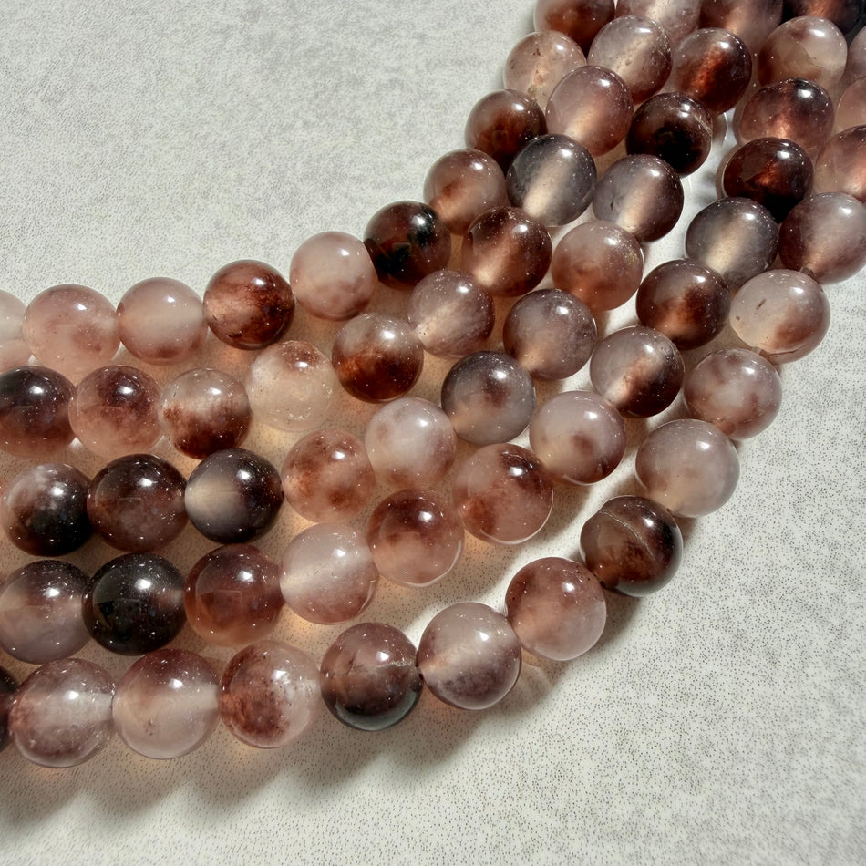 Round Dark-Pink Agate Bead 8mm Strand