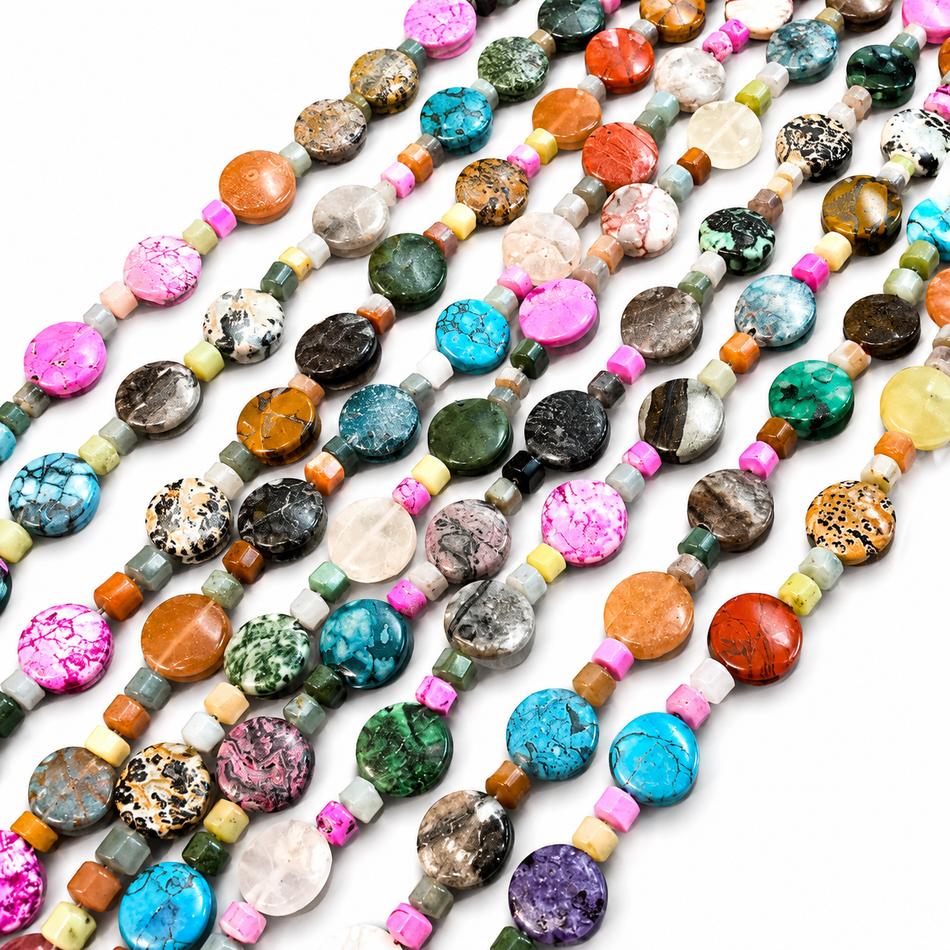 Mixed Shape Bead, 15” Strand, Assorted color, Bead Size 6-14mm