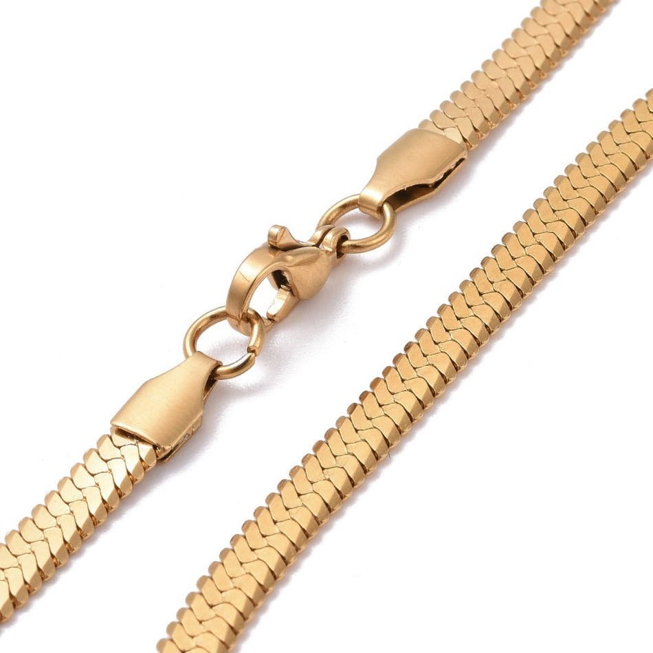 Stainless Steel Gold Snake Chain Necklace 17inch, 1pc