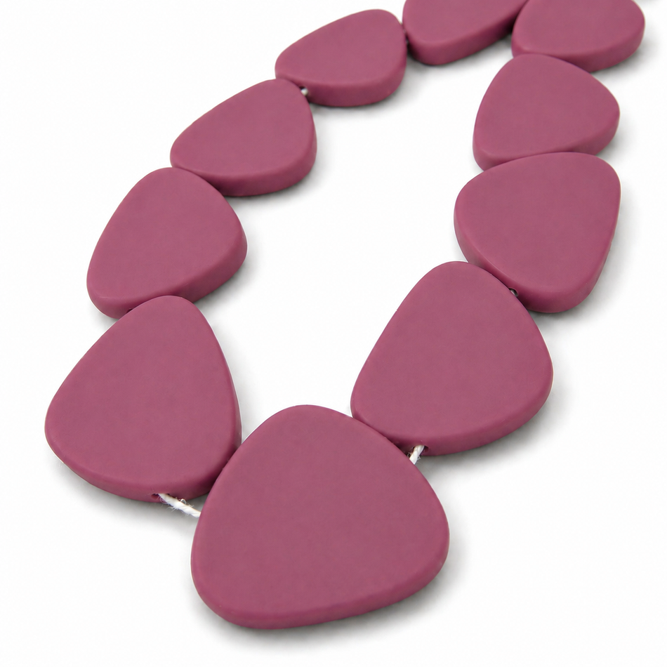 Resin Bead Flat Rounded Triangle Shape 40mm Strand