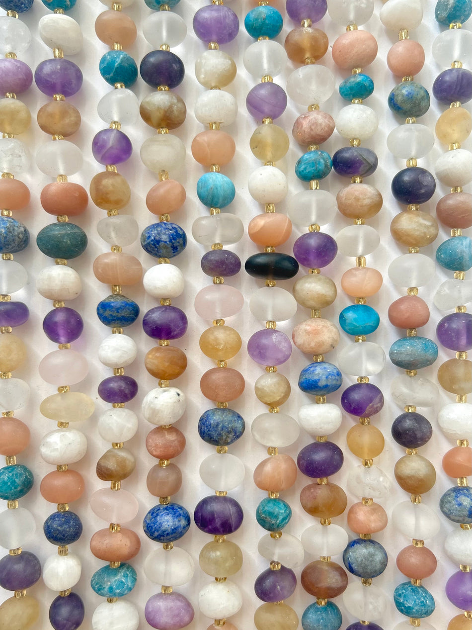 Multi Gemstone Oval Bead Strand, 14mm x 12mm