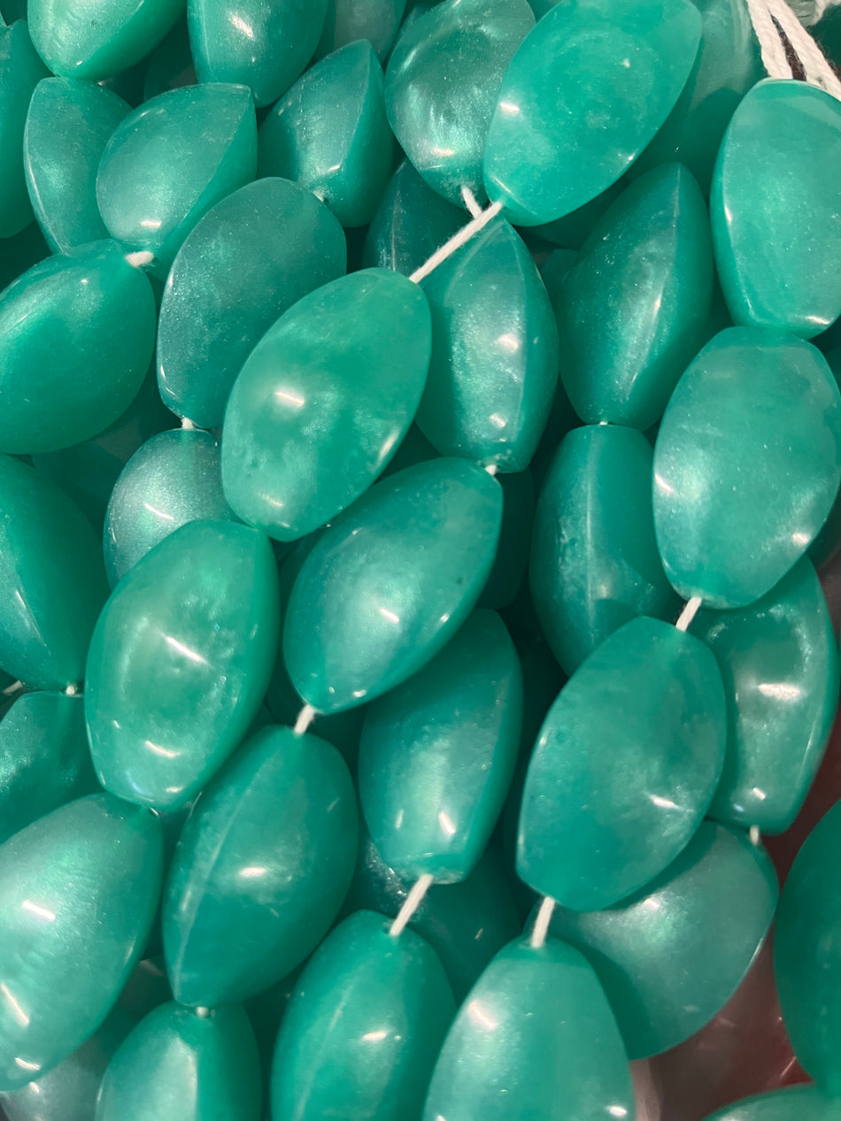 Oval Almond Shape Resin Bead Strand, 38mm