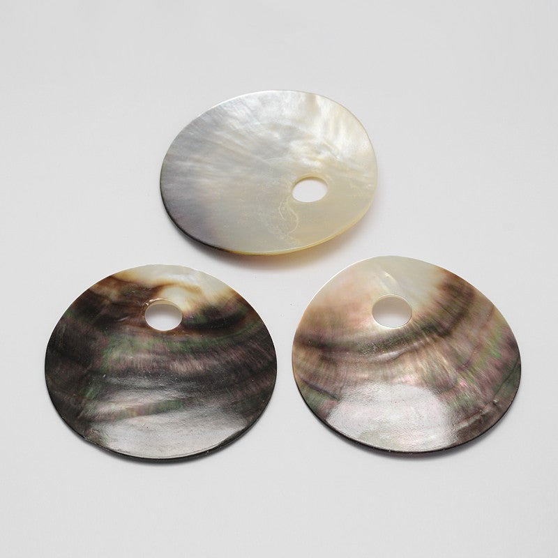 Natural Shell Circular Pendant 65mm, 1pc