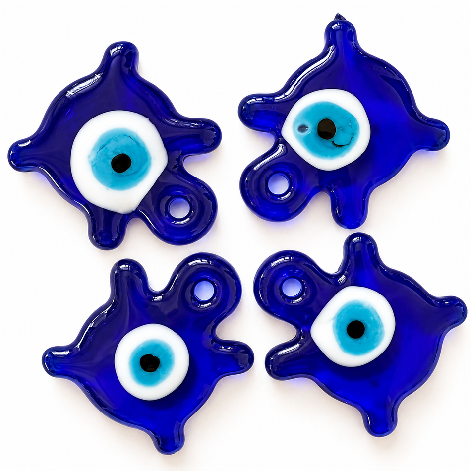 Blue Glass Evil Eye Pendants, Tortoise Size: 35mm 1pc