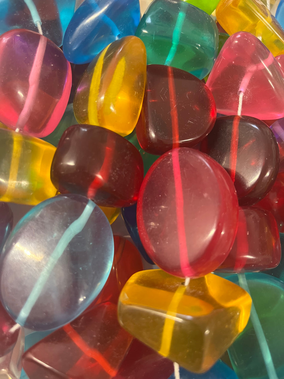 Multicolor Mixed-Shape Resin Bead Strand, 24mm-45mm