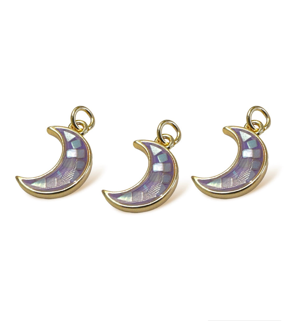 Mosaic Shell Moon Pendant 12mm, 1pc