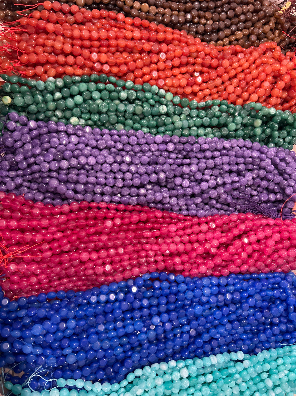 Coin Bead Jade Strand, 10mm
