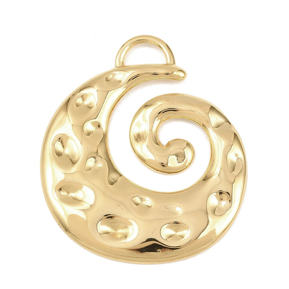 Stainless Steel Gold Spiral Swirl Pendant 60mm, 1pc